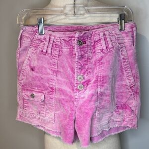 Pilcro Pink Corduroy Women's Cargo Shorts Anthropologie sz 28